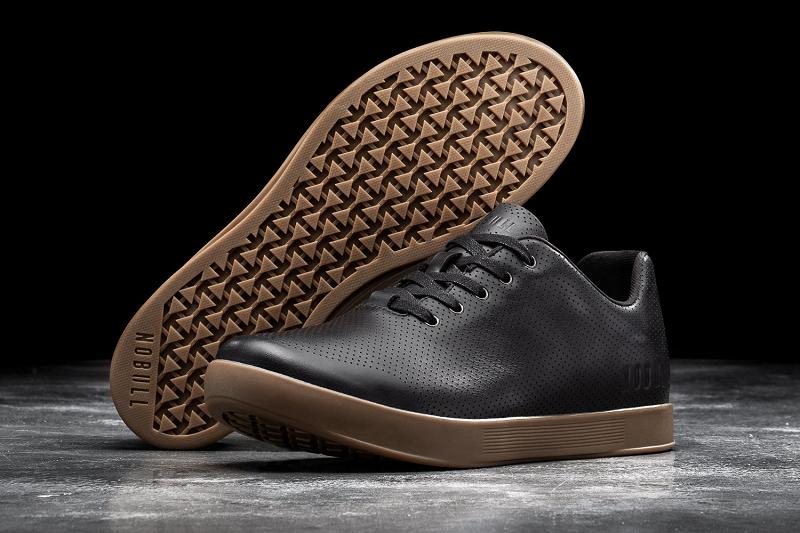 Black Nobull Dark Gum Leather Men's Trainers | CA M1402Q